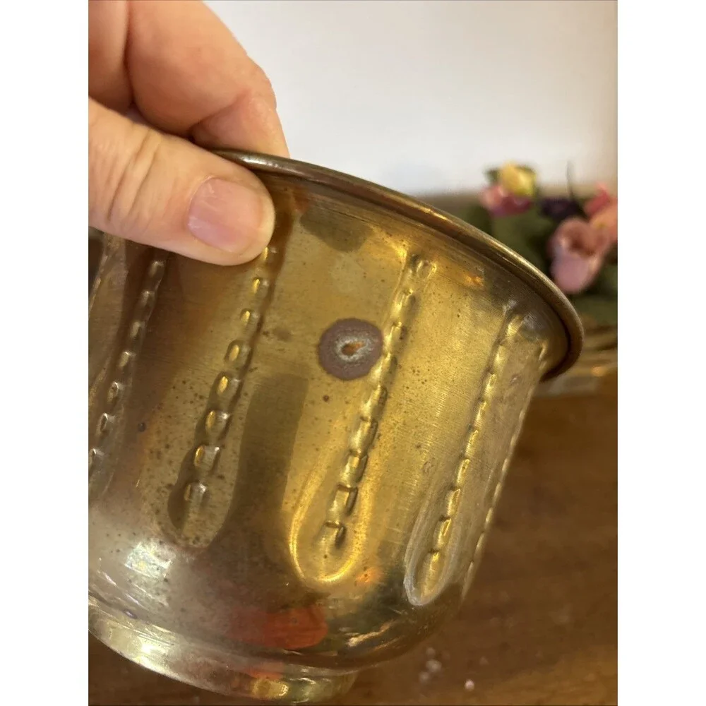 India Brass Pots/ Planters (2) MCM Cottagecore Classic Elegance Vintage